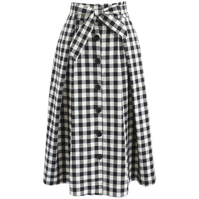 

Fashion Womens High Waist A-Line Midi Skirt Korean Solid Fashion Fold Skirts