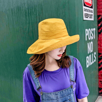 

Pai Hat Summer Pure Eaves Fisherman Hat Korean version Outdoor Sunscreen Shade Face Ultraviolet Protective Pot Cap Foldable