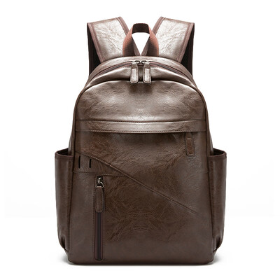 

Backpack mens double-shoulder bag retro college wind-cortex rain-proof schoolbag mens backpack fashion student travel bag
