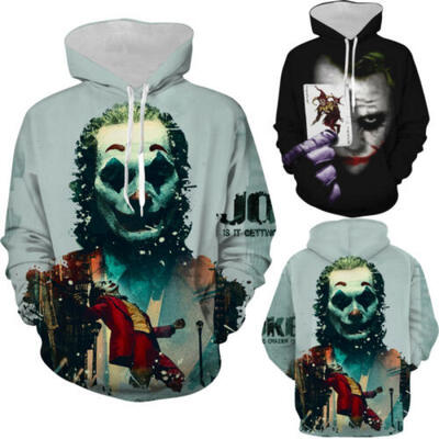 

New Men Hoodie Joker Print Sweater Sweatshirt Jacket Coat Pullover Graphic Tops