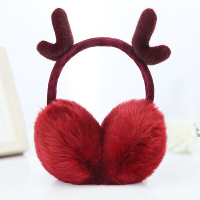 

Cute Fashion Antlers Earmuffs Outdoor Winter Warm Soft Plush Earwarmer Adjustable Headband Ears Muff for Women Girls