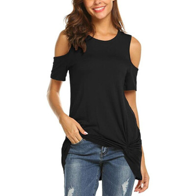 

Starmoon Women Casual Short Sleeve Strapless T-shirt Loose Soild O Neck Top Blouse