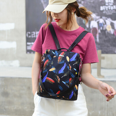 

Tailored Fashion Lady Fashion Wild Big Feather Capacity Backpack Bag Travel Bag