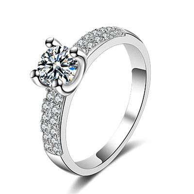 

4 claw Ring Silver Plated with Crystal Zircon Womens Cheap Rings Ladies&Girls Jewelry For Female Engagement Wedding