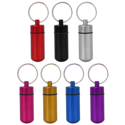 

Greensen 8 Pcs Portable Aluminium Alloy Key Ring Waterproof Medicine Pill Box Container Case Bottle