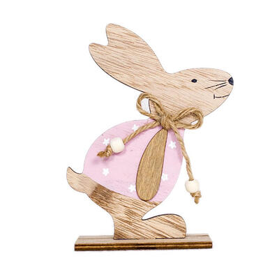 

Wood Easter Rabbit Stand Rabbit Doll Festival Decoration DIY Craft Ornament