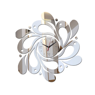 

3D Flower Mirror Stickers Clock DIY Mirrord Decals Wall Watch Acrylic Room Home Decoration Wallpaper