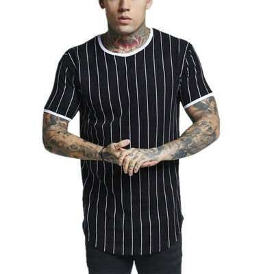 

Fashion Men Summer Striped Short Sleeve V Neck T-Shirt Slim Fit Casual Tee Tops