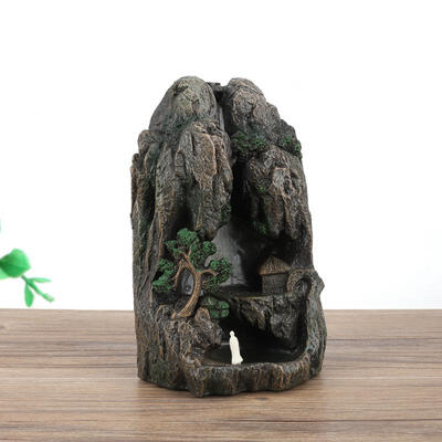 

Greensen Waterfall Mountain Tower Backflow Resin Incense Burner Holder Sandalwood Furnace with 10 Cones