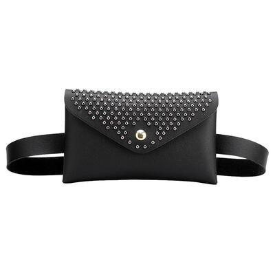 

Punk Solid Color Rivet Shoulder Waist Bags Fanny Packs Women Flap Chest Bag