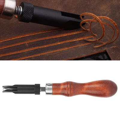 

Greensen Adjustable Wood Handle V Type Push Groover Leather Grooving Craft Gouge Tool