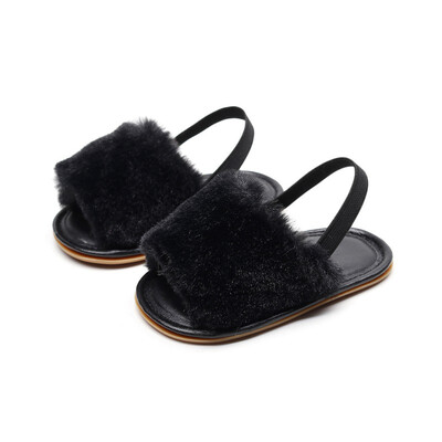 

0-24M Elastic Rubber Multi-color Fashion Infant Baby Shoes Flat Breathable Plush Sandals Toddler Soft Soled Walkers