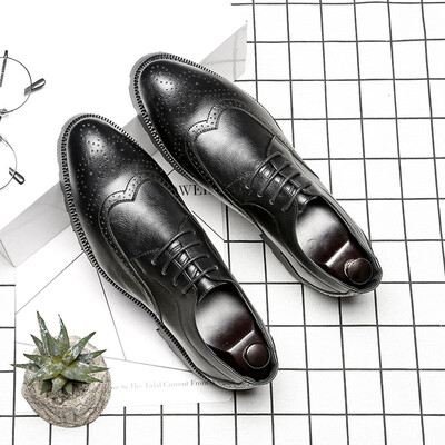 

2019 autumn tide shoes Brock mens shoes carved England dress business Korean shoes mens casual shoes men