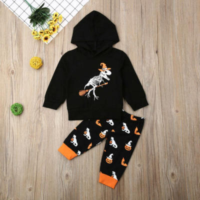 

US Halloween Kid Baby Boys Clothes Cotton Hooded Tops Pumpkin Pants Leggings Set