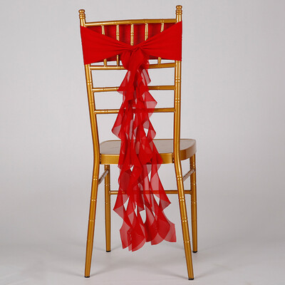 

Chair Sash Bow Flounce Elastic Chair Ribbon Back Tie Bands for Wedding Party Ceremony Banquet