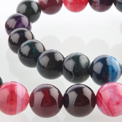 

Natural Gemstone Agate Round Bead Strands Dyed Mixed Color 10mm Hole 1mm about 38pcsstrand 1496