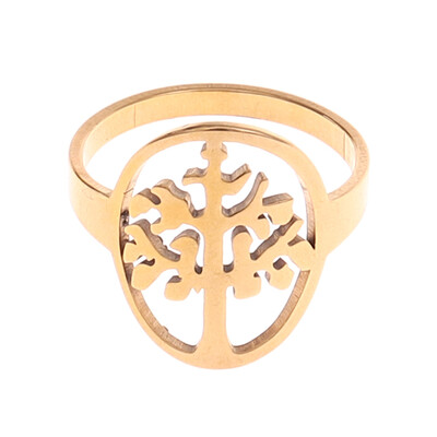

Family Tree of Life Ring Titanium Steel Tree Shape Ring for Women Lucky Jewelry