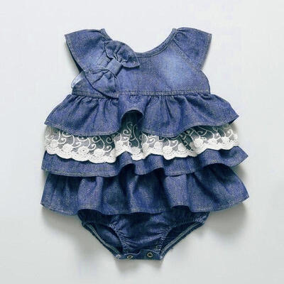 

0-24M Denim Newborn Baby Girl Romper Jumpsuit Bodysuit Tutu Dress Clothes Outfit