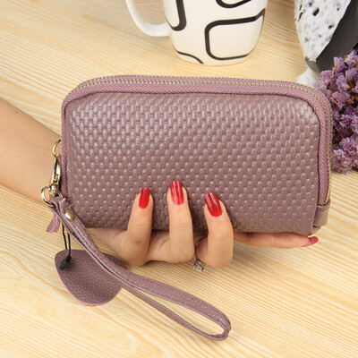 

2019 new melon seed double zipper leather clutch bag European&American fashion trend coin purse mobile phone bag
