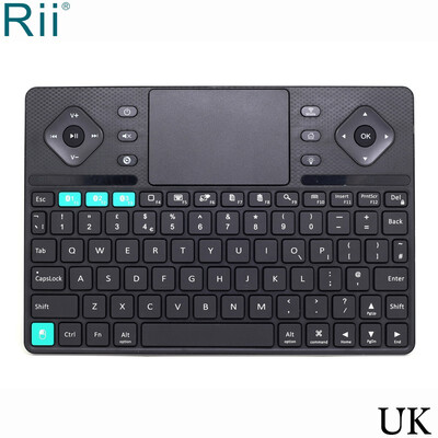

Rii K16 Backlit Dual Mode UK English Bluetooth Keyboard Mini Wireless Keyboard with TouchPad for PCLaptopTablets