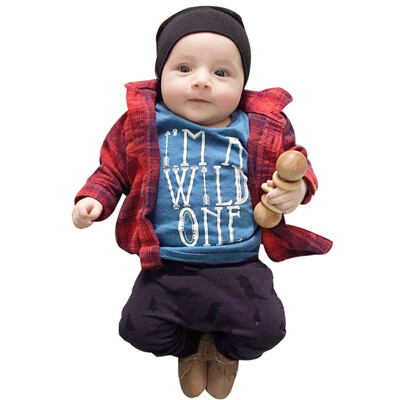 

1Set Infant Baby Boys Girls Letter Print T-shirt TopsPants Outfits Clothes