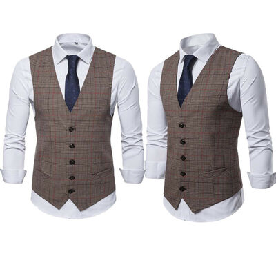 

Men Formal Business Slim Fit Work Party Dress Vest Suit Tuxedo Casual Waistcoat