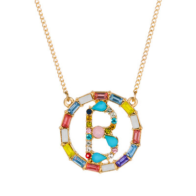 

Fashion Gold Silver Style Cubic Zirconia A-Z Initials Letter Pendant Necklaces