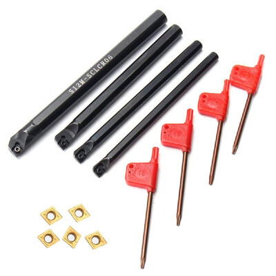 

4Pcs SCLCR06 781012mm Lathe Boring Bar Tunring Tool Holders 5Pcs CCMT0602 Inserts 4Pcs Wrenches
