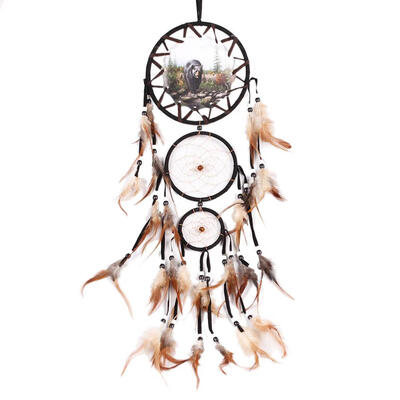 

Dream Catcher with feather wolf wall hanging decoration ornament great gift