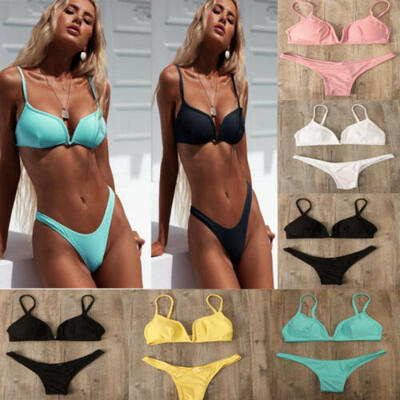 

Women Bikini Set Swimsuit High Waist Ladies Bathing Suit Swimwear Beachwear UK
