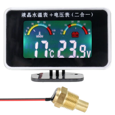 

Car LCD Digital Display Water Temperature Meter Thermometer Voltmeter Gauge 2in1 Temp & Voltage Meter 18 10mm Thread Sensor