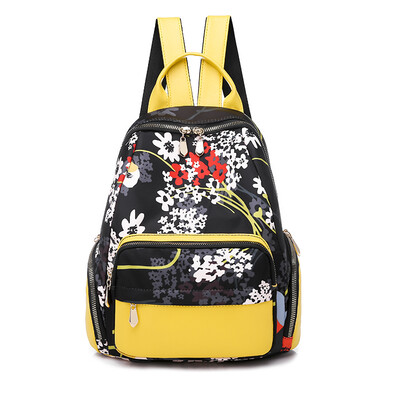 

Printed double shoulder bag girl bag fashion small fresh Oxford cloth print light travel bag canvas backpack