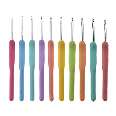 

10pcs Aluminum Handle Crochet Hook Sweater Needles Knit Knitting Tools Set