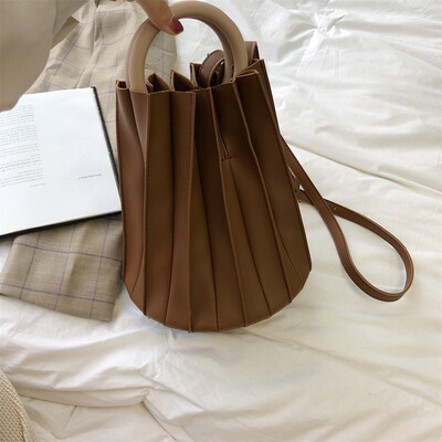 

Tailored Women Retro Pure Color Leather Bouffant Tote Bag Handbag Messenger Bag Beach bag