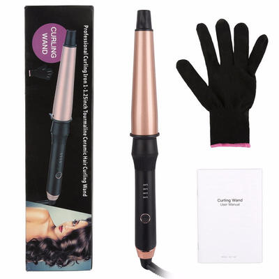 

Explosion Rose Gold Conical Hair Curlers 1-15 Inch Ceramic Hair Curlers Send Insulation GlovesChina Plug
