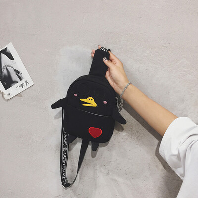 

Ins summer new cute cartoon canvas chest bag 2019 new Korean Joker leisure bag slung over womens bags