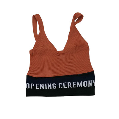 

Women Crop Top Letter Print Summer Top Women Camisole Sexy Sleeveless Slim Low Chest V Neck Roupas Femininas