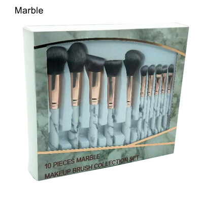 

10Pcs Marble Handle Makeup Cosmetic Powder Foundation Eyeshadow Lip Brushes Set