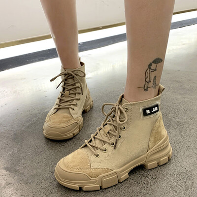 

College Wind Martin Boots Shoes Shoes Thin Canvas Shoes Spring&Autumn High Uppers Korean Version