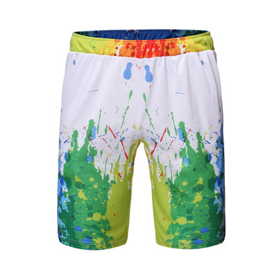 

Gobestart Fashion Mens Elasticated Waist Drawstring Splash-ink Print Beach Shorts Pants