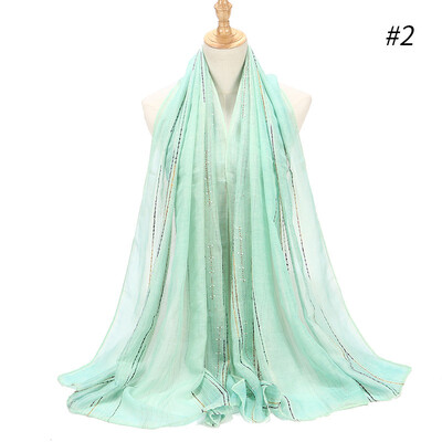 

Cross-border express sales foreign trade gold wire stripe porcelain point color diamond cotton&linen scarf Muslim ladies baotou