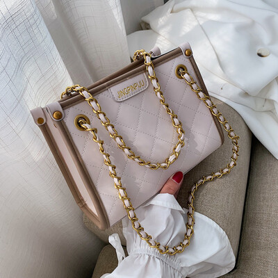 

New rhombic embroidered line small bag female 2019 new wave Korean version of the wild single shoulder slung fashion chain tote bag