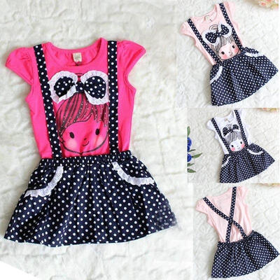 

Fashion Baby Dress Girls Kids Summer Polka Dot Dress Clothes Skirt Costume Overalls Dress
