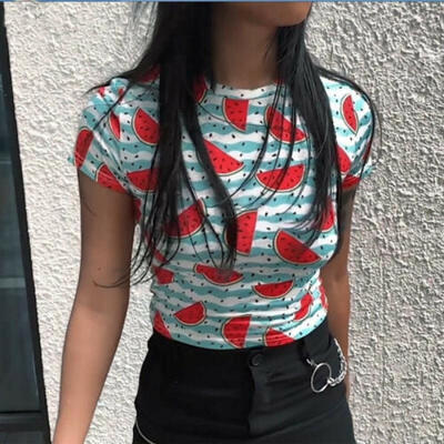 

Sweet Womens Ladies Casual T Shirts Strawberry Tops Girls Summer Blouse Cotton