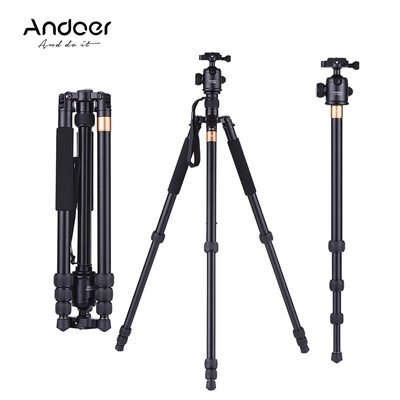 

Andoer TP-999B Professional Portable Aluminum Alloy Tripod Monopod with Panoramic Ball Head 4-Section Max Height 163cm 14" Screw