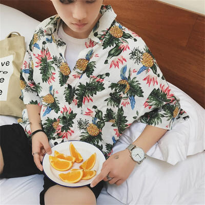 

Mens Summer Flower Shirt Short Sleeve Aloha Shirt Beach Party Holiday Print Casual Shirts