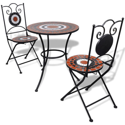

3 Piece Bistro Set Ceramic Tile Terracotta&White