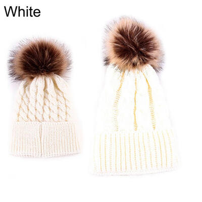 

Cute Kids Baby Boys Girls Mom Hat Set Knitted Winter Warm Hats Soft Beanie Cap