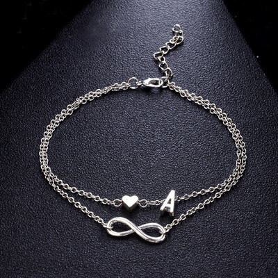 

Cross-border explosions feet 26 English letters alloy 8 words unlimited love heart anklet double jewelry wholesale