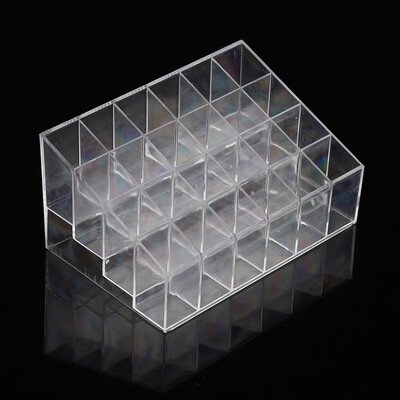 

Transparent 24 Grids Lipstick Holder Organizer Display Stand Nail Polish Makeup Storage Box Nail Polish Display Stand